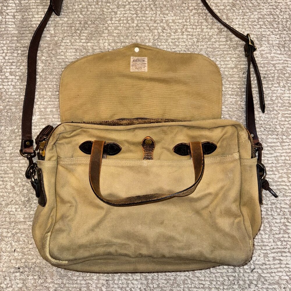 Filson Original Briefcase 256 Tan Rugged Twill Bridle Leather